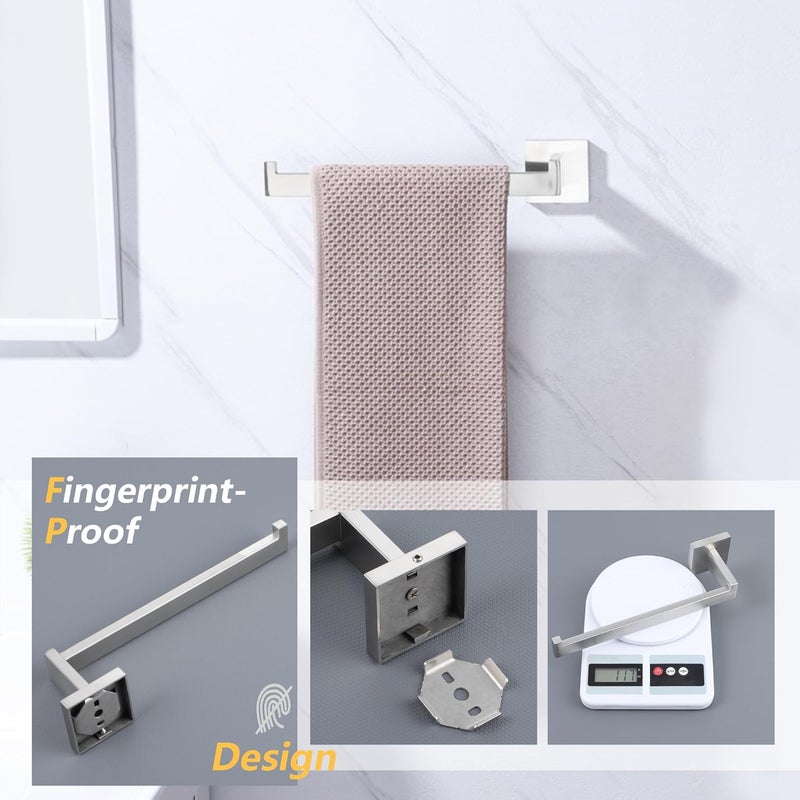 LANC Left Side Bathroom Hand Towel Holder Brushed Nickel Hand Towel Bar 10 Inche Square Towel Ring for Kitchen Bathroom Wall Mount Stainless Steel Modern Towel Racks Hanger, A8806BN-LF - Image 4